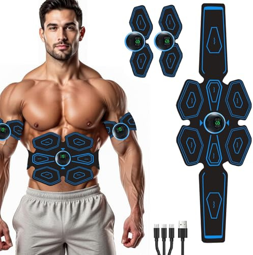 Queath Bauchtrainer,EMS Bauchtrainer Ganzkörper ABS/Bauch/Arm/Bein/Po Trainer, EMS Trainingsgerät, EMS Bauchmuskeltrainer Elektrische Muskelstimulation