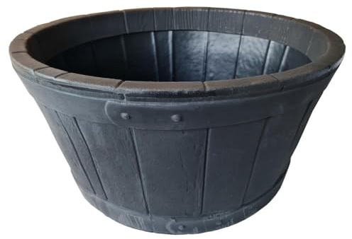 Strata Weinfass Eichenfass Kunststoff Bottich Blumenkasten Trog Zuber Gartenteich Mini Teich Fass Nachbildung Durchmesser 50 cm Höhe 25 cm ca. 38 Liter