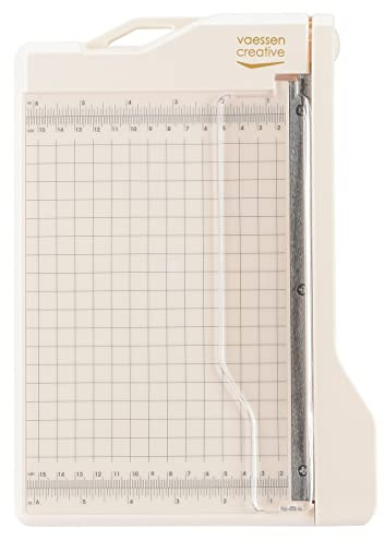 Vaessen Creative - Guillotine Papierschneider - Hebelschneider - Schneidet Maximal A5-Format - Guillotine - Scrapbook - Papierschneider - 15,2 x 21,6 cm Messfläche, Weiß