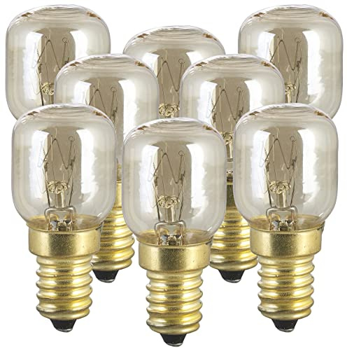 Luminea Backofenglühbirne: 8er-Set Backofenlampen, E14, T26, 25 W, 100 lm, bis 300 °C (Backofenlampe E14 (warmweiß), Herd-Glühbirne)