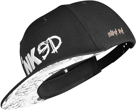 Nebelkind Snapback-Cap-Herren Damen, Flat Brim minimal Curve Kappe mit Stickerei, Inked, Einheitsgröße OneSize Größenverstellbar Unisex Basecap Streetwear Style Cap mit geradem Schirm