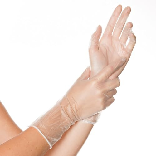 FRANZ MENSCH 100 Stück Hygostar Vinylhandschuhe Ideal Long | puderfrei, Packung, transparent, 8/M, L: 30 cm, Einmalhandschuhe, Einweg- Handschuhe, Vinylhandschuhe