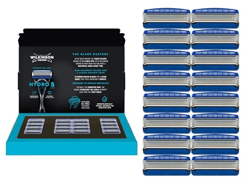 Wilkinson Sword - Hydro 5 Rasierer für Männer, 16 Ersatzklingen, Feuchtigkeitsspendende Gel-Pools und umklappbarer Trimmer