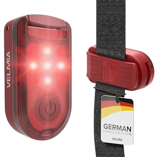 VELMIA LED Clip Licht 2er Set – Sichtbarkeitslicht mit Clip & Klettband – Für Jogger, Kinder, Hund, Rucksack & Kinderwagen – Tragbares Warnlicht mit 6 Modi