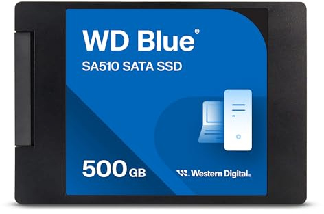 WD Blue SA510 SATA SSD 500 GB 2,5 Zoll (Lesen bis 560 MB/s, Schreiben bis 510 MB/s, Upgrade für PC/Laptop, dreimonatiges Probeabo von Dropbox Professional, Western Digital SSD Dashboard)