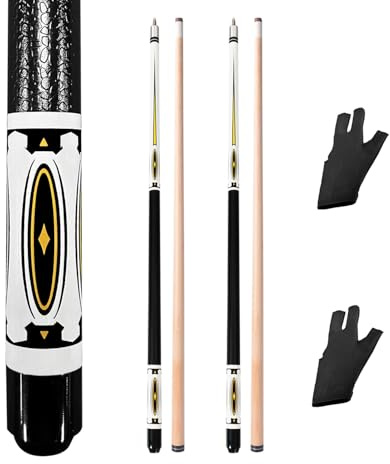 RAYNA GAMES Pool Queue Satz 2, Billard Queue 58 Pool Queue Stöcke, Billard Queue Set mit Edelstahl Gelenk Erwachsene Kanadischer Ahornholz Pool Cues für Billiard Cue für Billard Enthusiasten (Weiß)