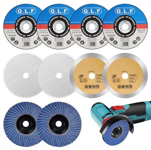NUTKIT Trennscheiben, 10 Stück Trennscheibe 76mm, 4 Sorten Trennscheiben & Fächerscheiben Set für Mini-Winkelschleifer, Scheiben, Schleifscheiben für Metall Stahl Eisen Edelstahl Holz Keramik Fliese
