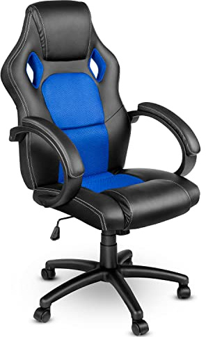 TRESKO Racing Chefsessel Bürostuhl Drehstuhl 14 Farbvarianten, gepolsterte Armlehnen, Wippmechanik, Lift SGS geprüft