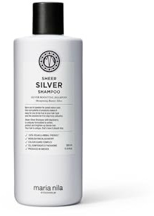 Maria Nila Sheer Silver Shampoo, Neutralisiert goldene Nuancen, violette Pigmente verleihen einen kühlen Ton, 100% vegan, Sulfat & Parabenfrei 350ml