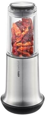 GEFU Chilischneider X-PLOSION - Chili Mühle & Gewürzschneider für Chilis und andere Gewürze - Schwarz/Silber, ohne Inhalt