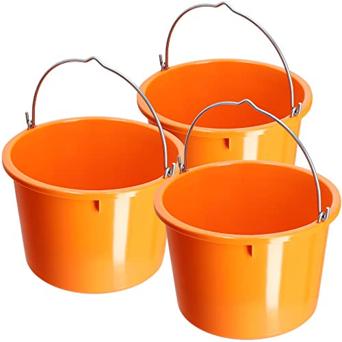 KADAX 3er Set Baueimer 20L Orange – Mörteleimer aus Kunststoff mit Zinkdraht-Griff | Stabil & Wasserdicht
