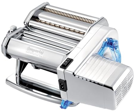 Imperia Electric Linie Classica. Elektrische Nudelmaschine. 100% Made in Italy. Frischpastamaschine aus Stahl mit 220v Elektromotor. Elektrische Teigmaschine für Lasagne, Tagliolini, Fettuccine.