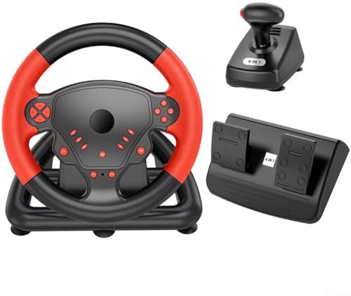 Gaming-Lenkrad-Set, Rennrad mit Pedal-Schalthebel, komplettes Rennrad, ergonomischer Komfortgriff für PS4 (rot)
