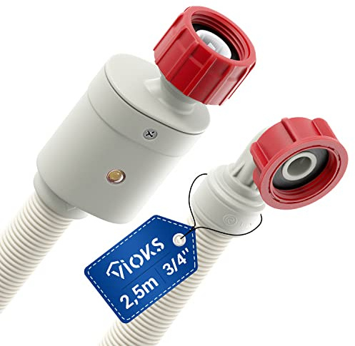 VIOKS Aquastop Zulaufschlauch Waschmaschine 2,5m 90°C Schlauch 3/4 Zoll Gerade/Gewinkelt - Universal Aquastop Schlauch für Waschmaschinen, Spülmaschinen/Zulaufschläuche für Waschmaschinen