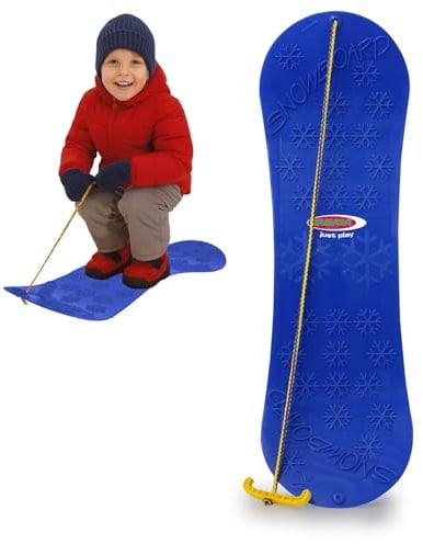 Jamara 460390 Snow Play Snowboard 72cm - aerodynamische Bauweise, Ziehschnur mit Griff, extra Glatte Rutschfläche auf der Unterseite mit Gleitkufen, Anti Rutsch Oberfläche auf der Oberseite, Blau