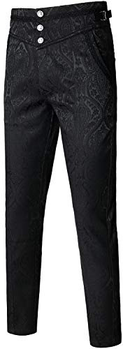 VATPAVE Herren Gothic Hose Cosplay Kostüm Hosen Steampunk Viktorianische Hose Klein Schwarz