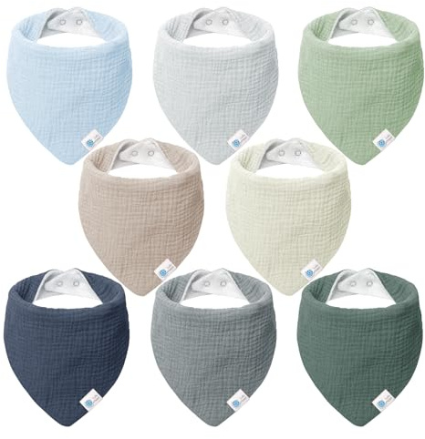lulumoon Sabberlätzchen Baby Musselin Dreieckstuch Baby für Junge und Mädchen (8, rosablau)