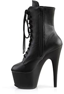 Pleaser Damen ADORE-1020 Kurzschaft Stiefel, Schwarz (Schwarz (Blk Faux Leather/Blk Matte), 39 EU