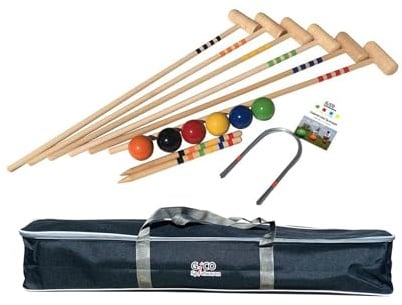 Qualitäts Krocketspiel / Krocket / Crocket für 6 Spieler (100 cm Erwachsenengröße) mit Transporttasche - Spiel gut (Auszeichnung) - Qualitätsware aus Massivholz für die ganze Familie -Made in EU-3246