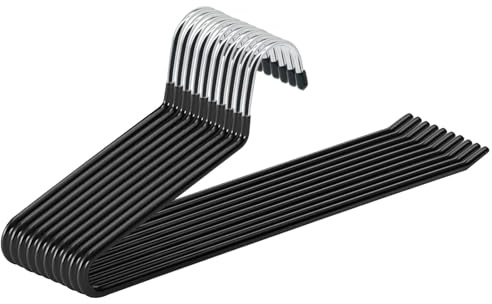 ABHENG Hosenbügel aus Metall, 10er-Pack, Kleiderbügel für Hosen mit offenen Enden, platzsparend, rutschfest, einfaches Aufhängen, 38B x 13H cm, Schwarz,AIY0510B