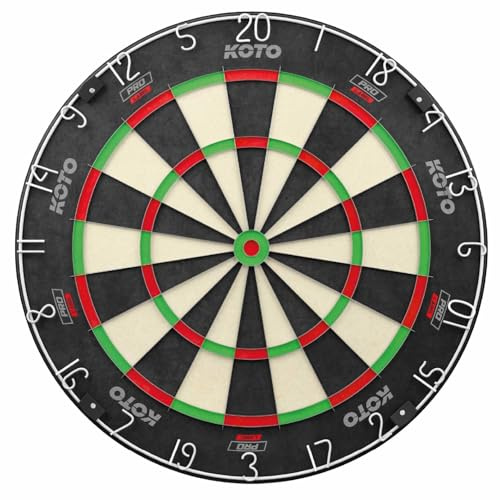KOTO - King Pro 360 Profi Dartscheibe, Zahlenring, Offizielle Turniermaße mit Hochwertiges Sisal und Ultradünner Draht
