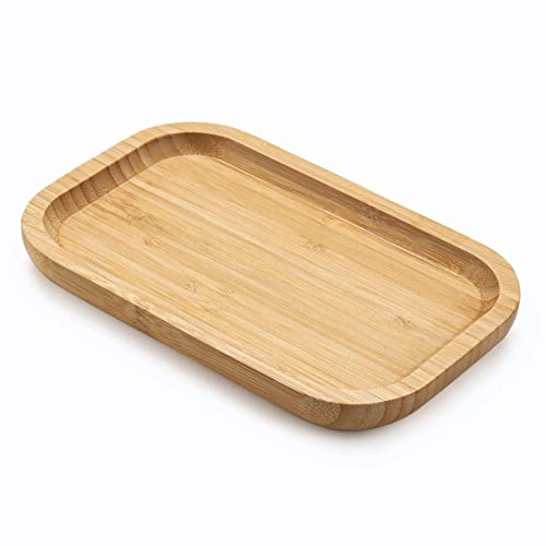 Badezimmer Tablett, Bambus Toiletten Tablett, Holz Kosmetik Tablett Organizer, Dekoratives Tablett für Badezimmer (20 x 13 x 2 cm)
