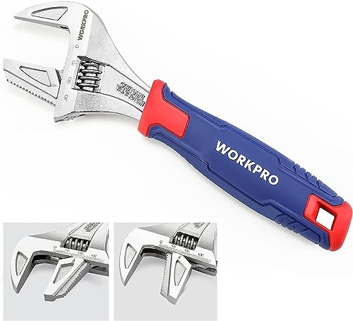 WORKPRO 2-in-1 Schraubenschlüssel verstellbar Rollgabelschlüssel & Rohrzange Einmaulschlüssel aus Cr-V für Profis, Rollgabelschlüssel 200mm Länge mit Gummigriff（max. 42mm Maulweite