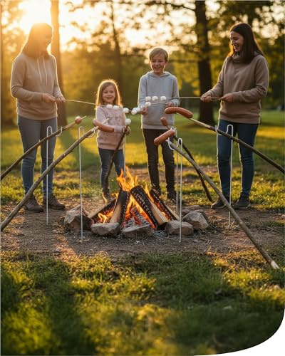 bellissa Grillspießhalter Grillstäbe-Halterung 10er-Set verzinkt 70 cm | für Lagerfeuer & Feuerschale, Stabile Ablage aus verzinktem Metall, Universal für Stockbrot, Würstchen und Spieße aller Art