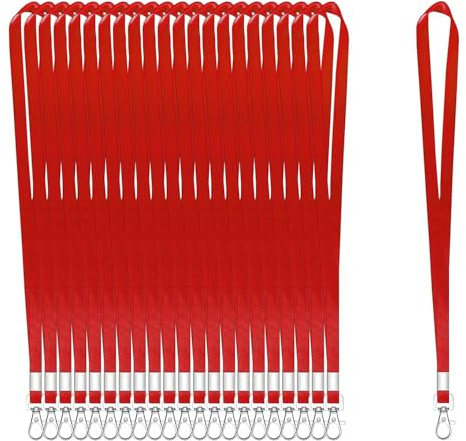 100 Stück Schlüsselbänder für Ausweise, Rot, Schlüsselband mit Clip, Umhängeband mit Abzeichen-Clip, Bulk Lanyards für Hals, Namensschild-Halter