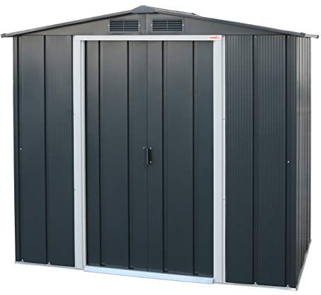 Duramax ECO 6 x 4 (2.17 m²) Metallgerätehaus, feuerverzinktes Metall gerätehaus - Geräteschuppen, verstärkte Dachkonstruktion, wartungsfreier und wetterfester Metallschuppen, Anthrazit