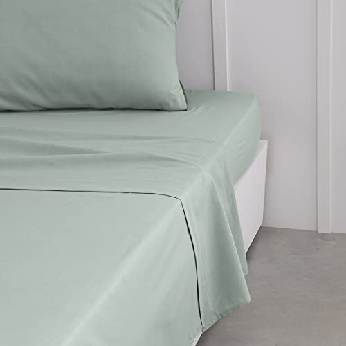 Today Essential Bettlaken für Doppelbett, 240 x 300 cm, Baumwolle, einfarbig, Grün, Königin