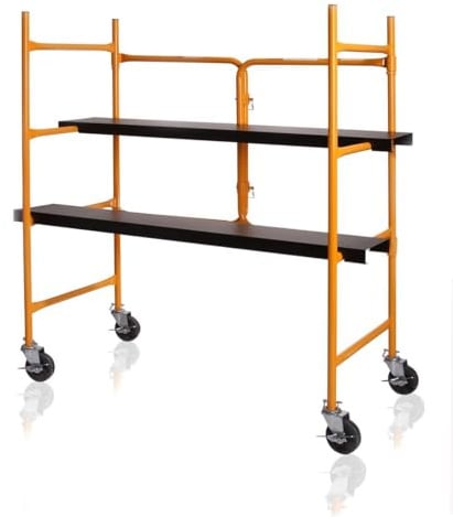 otgerlensker products Arbeitsbühne klappbar mit Rollen – höhenverstellbar 4 Stufen – Gerüst rutschfest bis 240 kg – Malerbühne, Rollgerüst, Klappgerüst & Werkbank für Innenausbau (Höhe: 1260 mm)