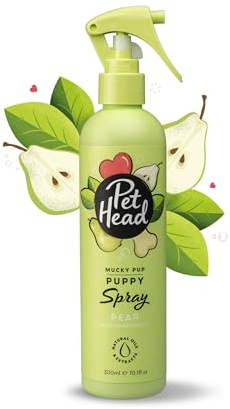 Pet Head Mucky Pup Fellspray für Welpen | Birnenduft | Pflegt und beruhigt das Fell Ihres Hundes | pH-Neutral | Vegan & Tierversuchsfrei | Sanfte Formel für Hunde und Welpen ab 8 Wochen | 300ml