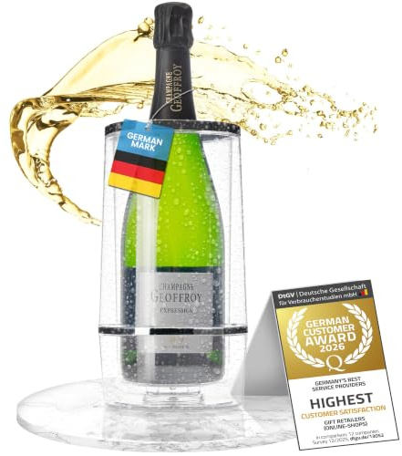 DIMONO® Flaschenkühler 0,7 L Doppelwandiger Weinkühler Acryl bruchsicher | Langanhaltend kalte Getränke, Thermo Sektkühler aus Hochglanzacryl, 12 cm Durchmesser für Champagner und Wasser-Flaschen