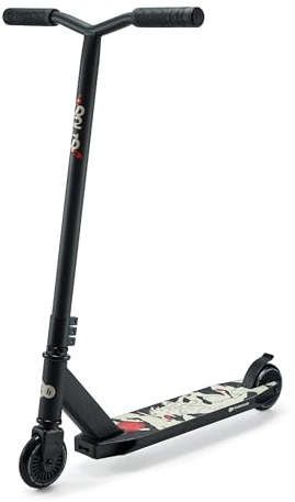 Kinderkraft Solis Sportroller, Scooter für Kinder und Erwachsene, Leichter City-Roller, stabile Konstruktion, schnelle PU-Räder, rutschfeste Plattform, Fußbremse, Schwarz