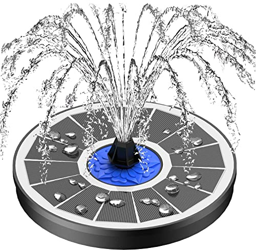 SZMP Solar Springbrunnen für Außen mit 3.5W Glas Solarpanel Solarbrunnen für Draussen mit 8 Düsen & 4 Fixe Rohre, Solar Teichpumpe Solar Wasserpumpe für Garten, Teich, Vogelbad, DIY Wasserspiel