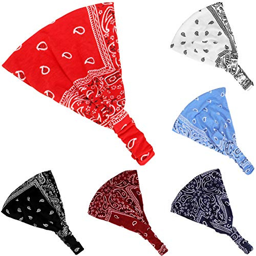 WILLBOND 6 Stücke Paisley Bandana Stirnband mit Elastischem für Frauen | Yoga Einstellbare Turban Headwrap