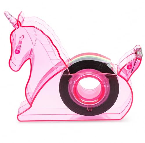 Garneck Einhorn Klebebandabroller Rosa, Niedlicher Tisch-Klebebandspender | für Kinder, Klebebandhalter für Schule, Basteln, Schreibtisch und Washi Tape
