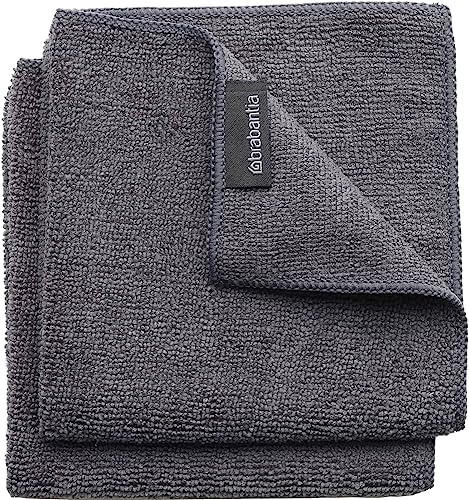 Brabantia Mikrofaser Geschirrhandtuch (2er Set), Dunkelgrau, 30 x 30 cm