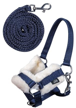 HKM Kids Hobby Horse Halfter und Strick Set – Steckenpferd Zubehör mit Führstrick & Karabinerhaken – Pferdespielzeug aus 100% Polypropylen, Dunkelblau