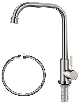 Nur Kaltwasserhahn Einloch Küchenspüle Wasserhahn SUS304 Edelstahl Gebürstetes Nickel