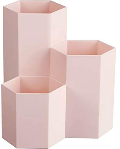 AhfuLife Make-up Pinsel Vase, Kreative Stifthalter Multifunktionale Stift Pot mit 3 Kapazität Schreibtisch Bleistifthalter Tabelle Organizer für Büro Zuhause Klassenzimme Geschenke (Rose)