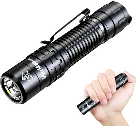 Wurkkos TD02 Led Taktische Taschenlampe, Extrem Hell 2000 Lumen USB C Aufladbar Taschenlampen, IP68 Wasserdicht mit 6 Modi Handheld klein Taschenlampe für Outdoor- und Indooraktivitäten