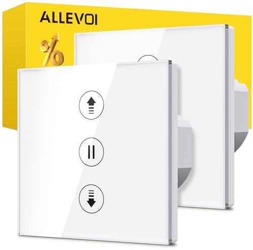 Allevoi Wlan Rolladenschalter mit Prozentfunktion, Smart Rolladen Zeitschaltuhr Sprachsteuerung, Kompatibel mit Alexa/Google Home/Smart Life, Jalousien Rolladensteuerung Benötigt Nullleiter