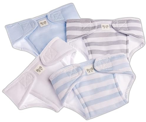 JC Toys 4er Pack Windeln für Puppen von 36 bis 43 cm, waschbar und wiederverwendbar, ideal zum Spielen, Mehrfarbig und Blau, entworfen in Spanien von Berenguer, ab 2 Jahren, 81004