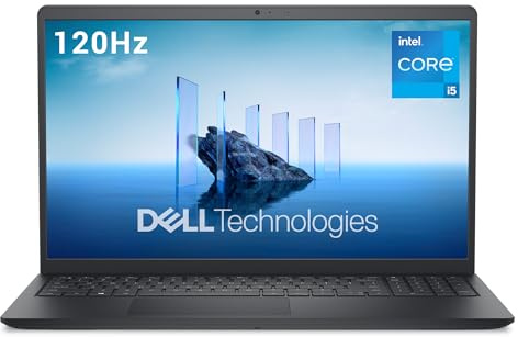 Dell 15 Laptop DC15250 15.6 Inch FHD (1920 x 1080) 120Hz, Intel Core i5-1334U, Intel UHD Graphics, 16GB DDR4 RAM, 512GB SSD, Windows 11 Home, QWERTZ Keyboard - Black