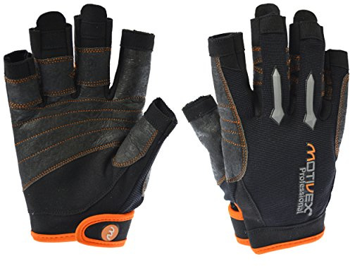 MOTIVEX® Professional Segelhandschuhe schwarz/orange, Größe L