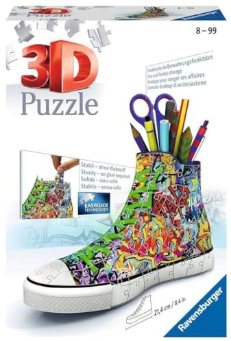 Ravensburger 3D Puzzle 12535 - Sneaker Graffiti - Praktischer Stiftehalter - Schreibtisch-Organizer im coolen Graffiti Design für Erwachsene und Kinder ab 8 Jahren