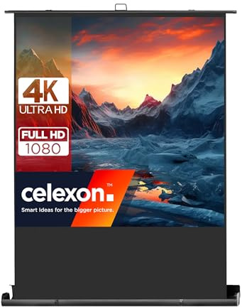 celexon Ultramobil Professional Plus Pull-Up-Leinwand 110 | 200x200 cm 1:1 | transportable 4K, Full-HD Beamer-Leinwand zum blitzschnellen Ausziehen & Aufstellen | inkl. Tragegriff + Scherengelenk