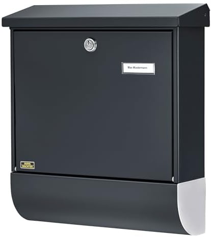 Burg Wächter Briefkasten mit Zeitungsfach und Namensschild, Verzinkter Stahl, Einwurf-Format DIN C4, Inkl. 2 Schlüssel, Set Vario ANT, Anthrazit (ähnlich RAL 7016), SET VARIO 86720 ANT